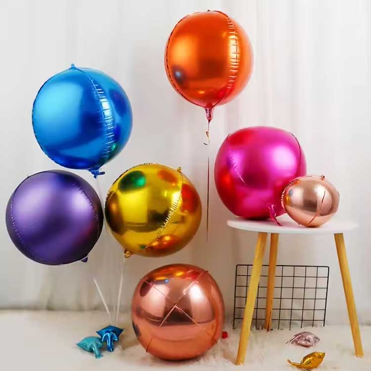 4D farvet rund folieballon