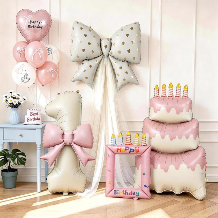Fødselsdag Baggrund Folie Balloner Decor Kit