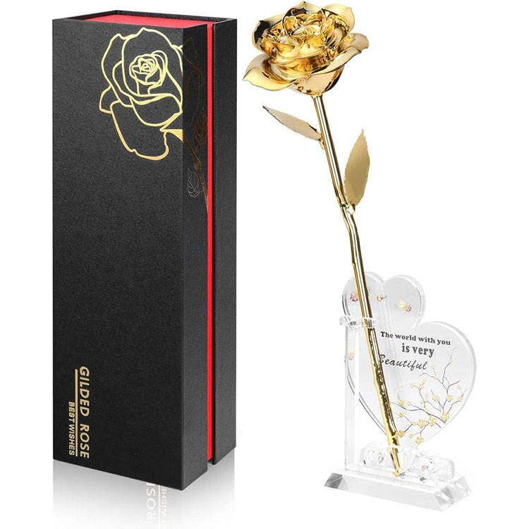 Ægte rose dyppet i 24 karat guld
